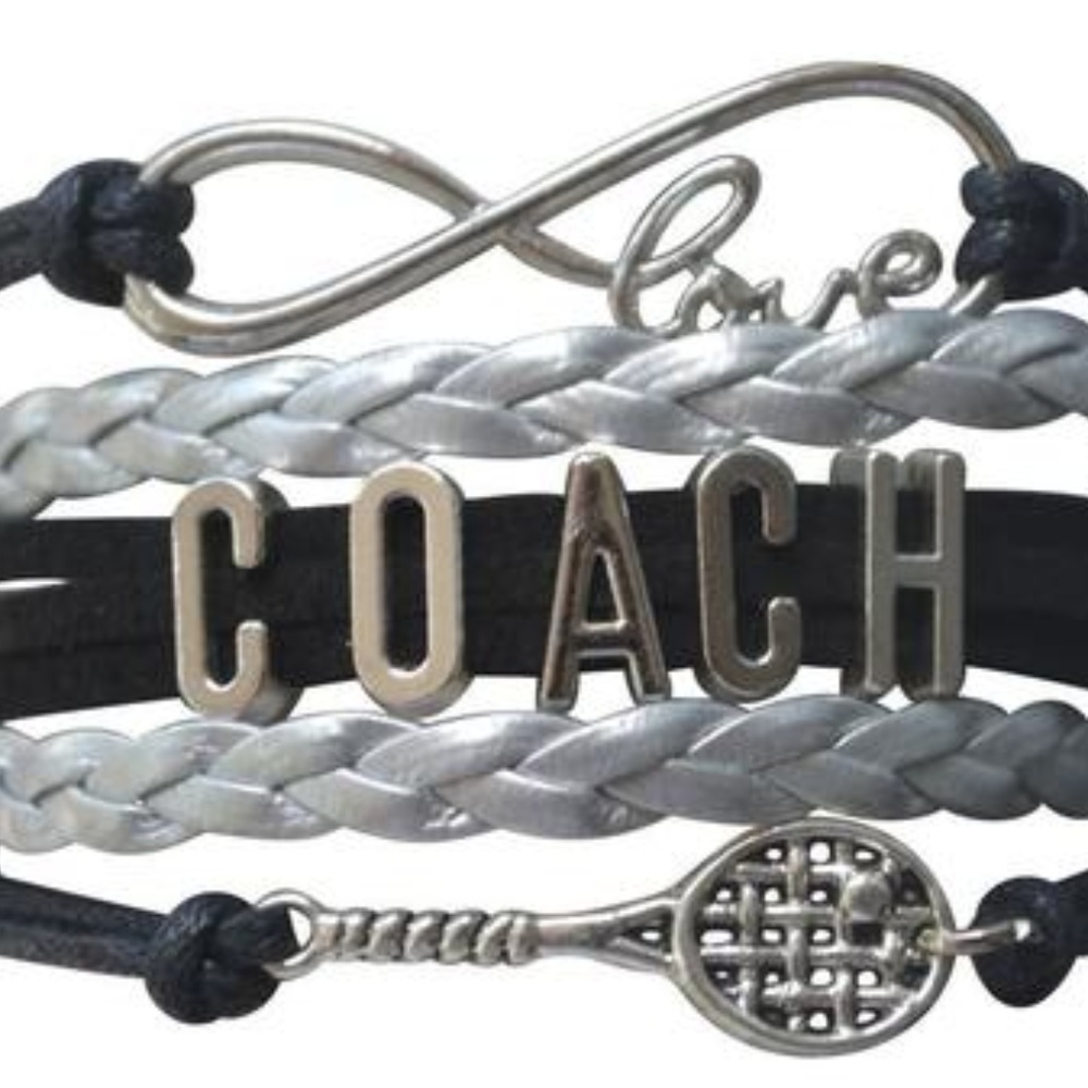 Tennis Infinity Coach Bracelet - Black & Silver